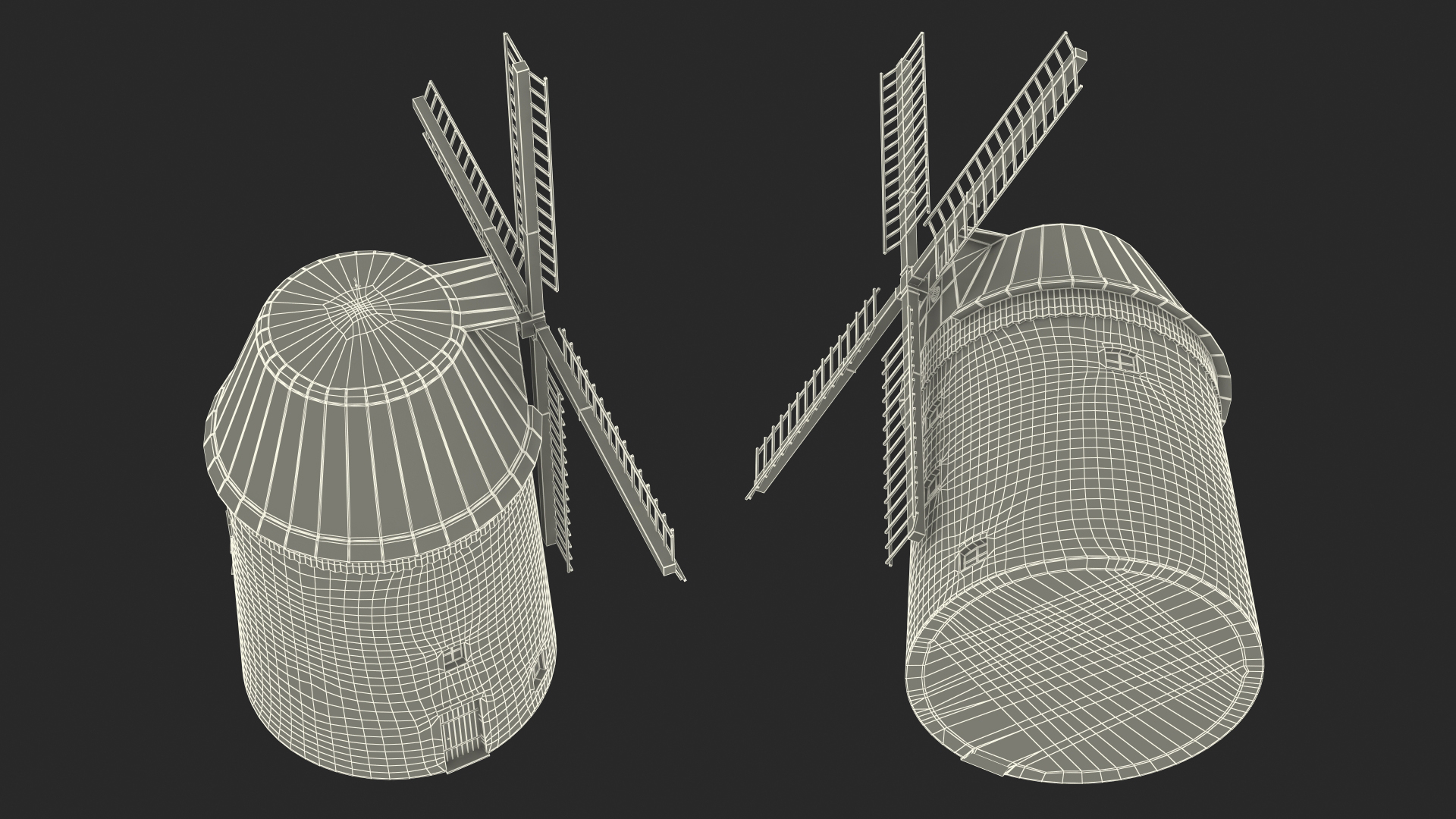 3D Village Windmill Rigged model