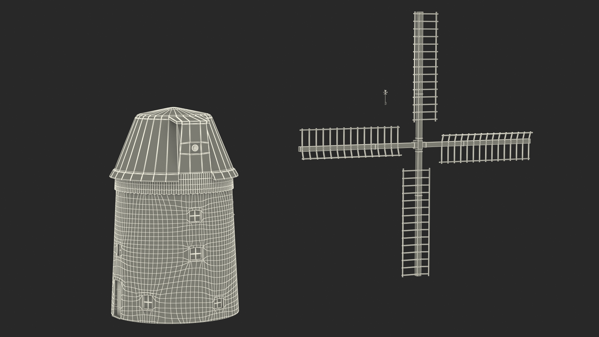 3D Village Windmill Rigged model