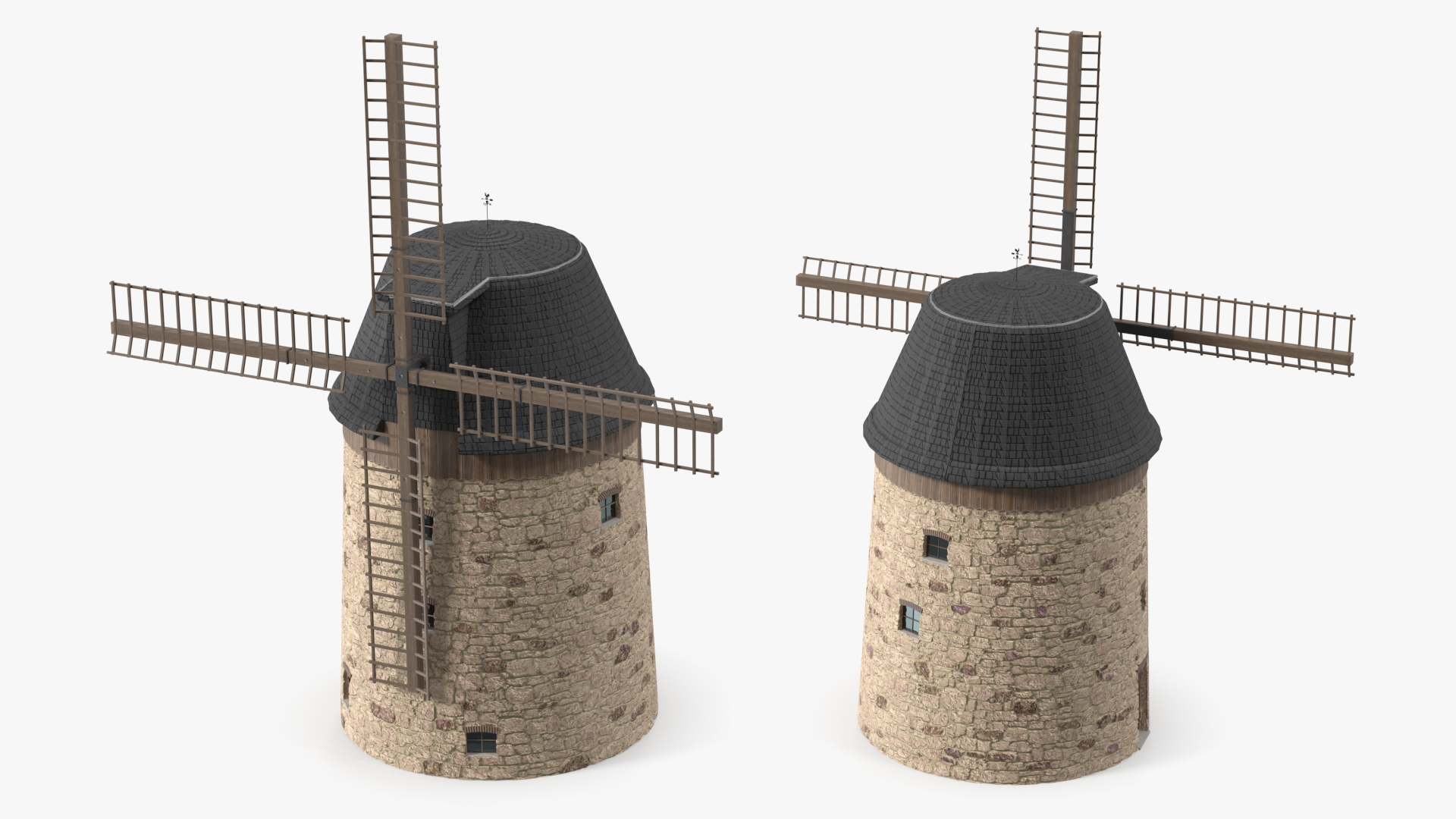 3D Village Windmill Rigged model