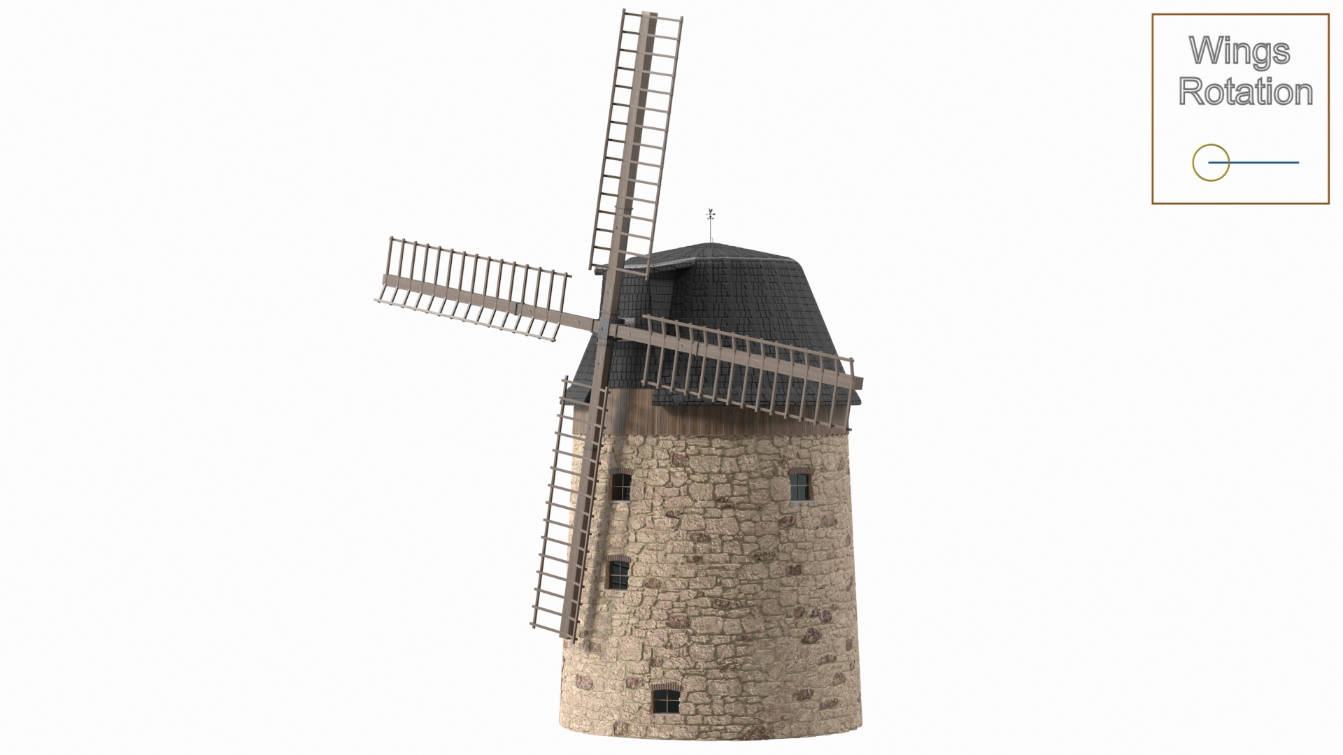3D Village Windmill Rigged model