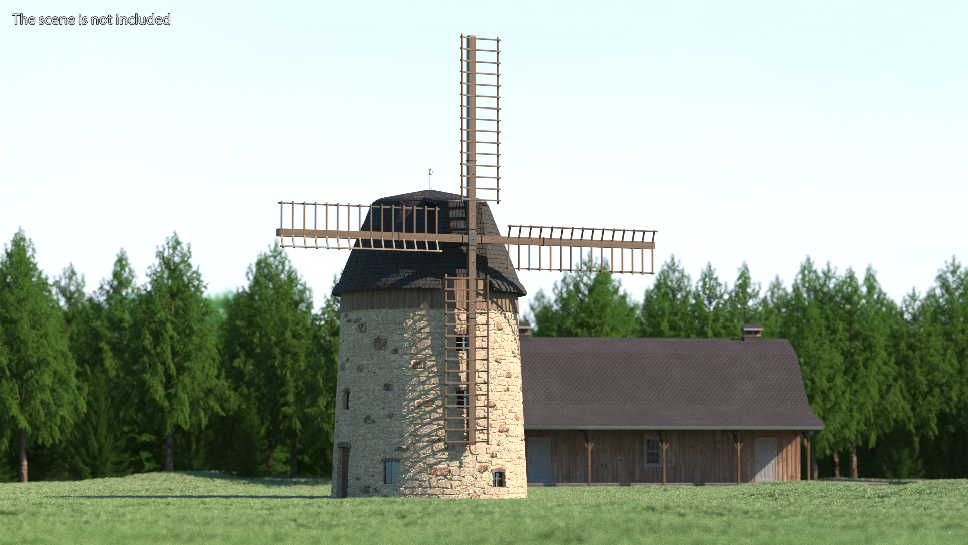 3D Village Windmill Rigged model