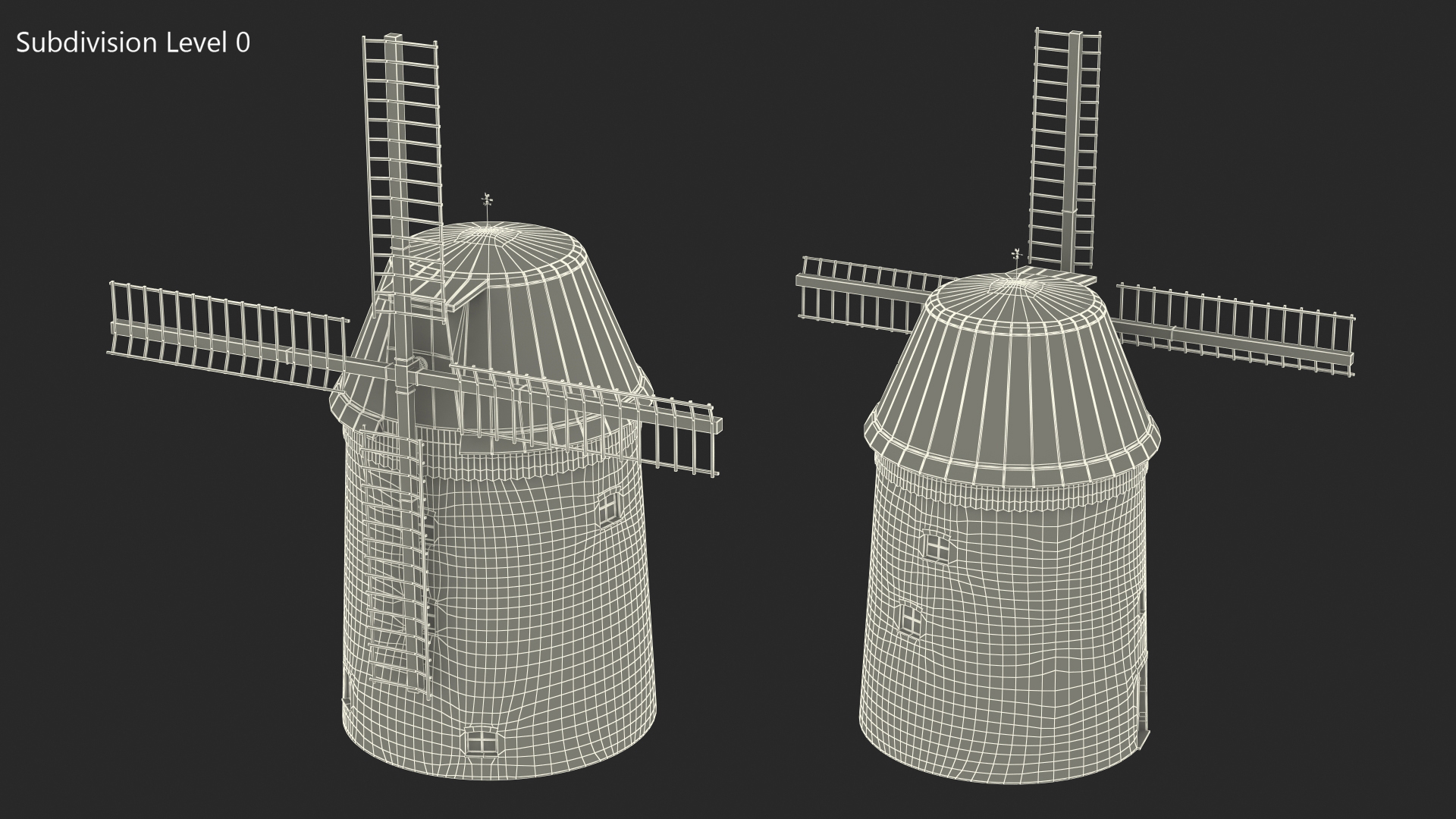 3D Village Windmill Rigged model