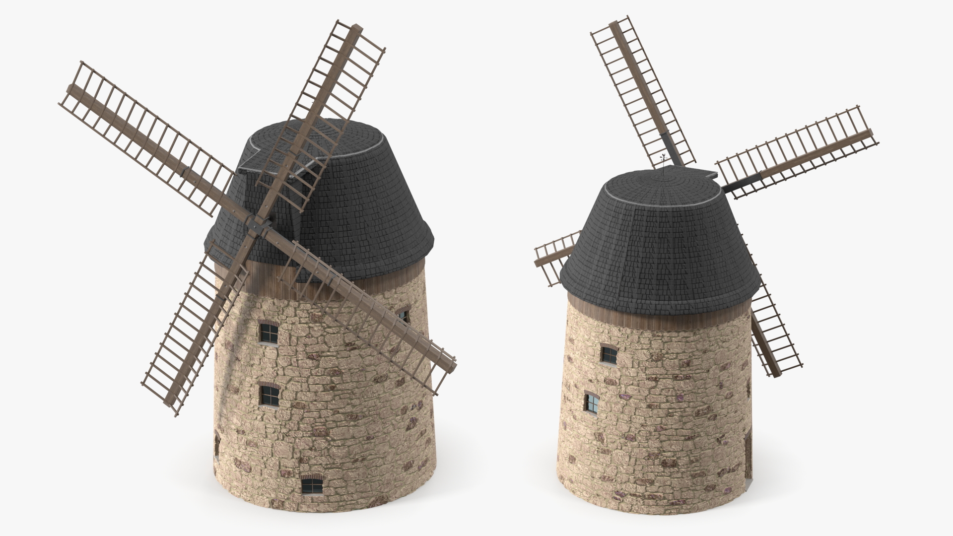 3D Village Windmill Rigged model