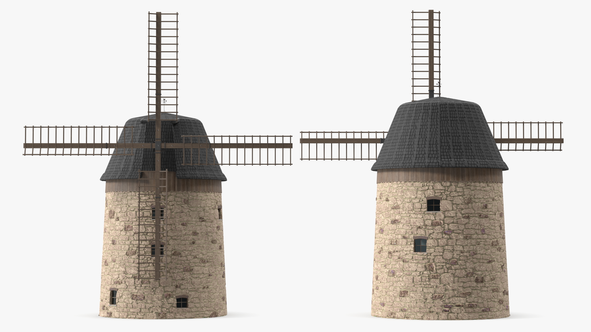 3D Village Windmill Rigged model