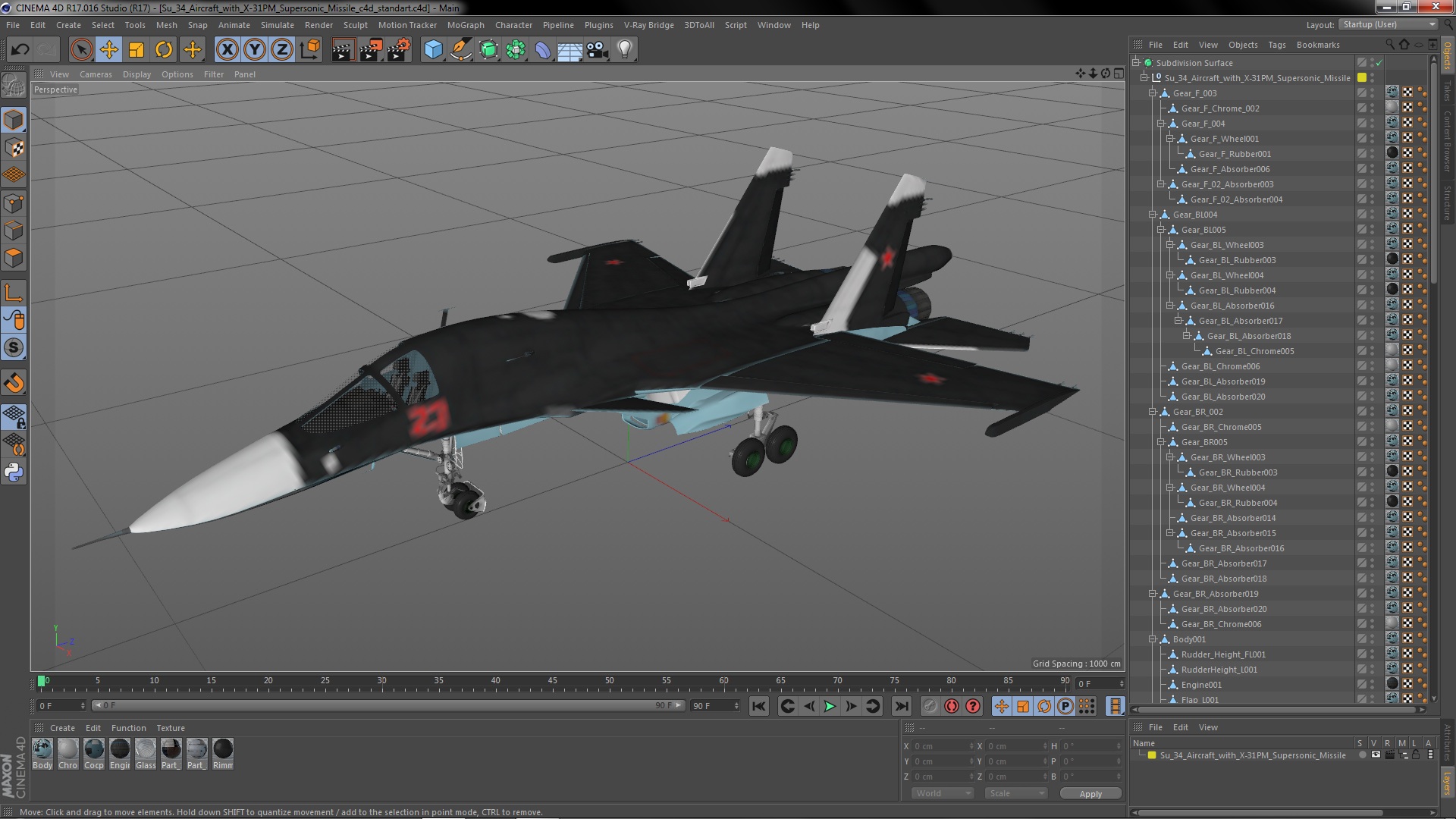 3D model Su 34 Aircraft with X-31PM Supersonic Missile