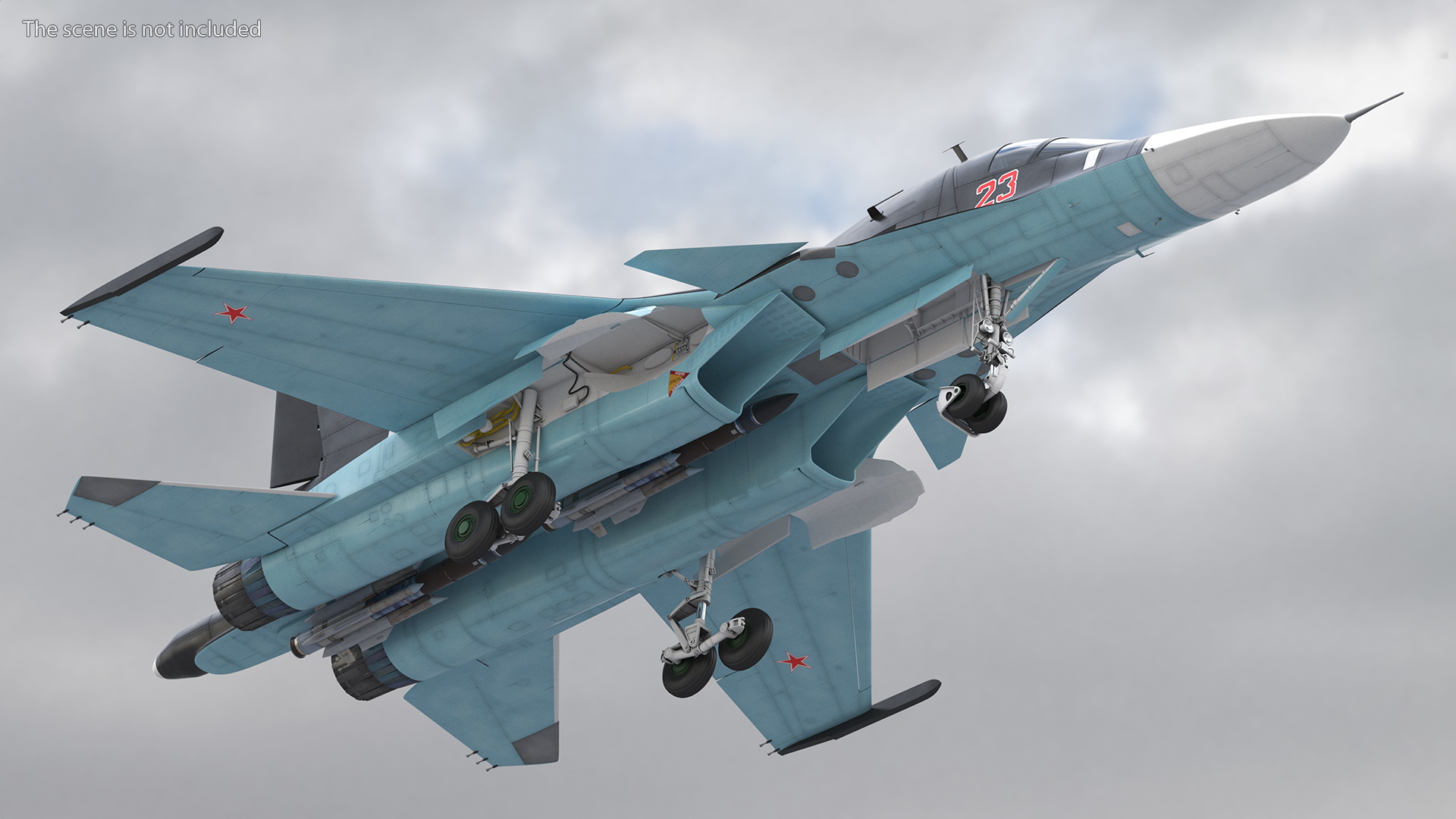 3D model Su 34 Aircraft with X-31PM Supersonic Missile