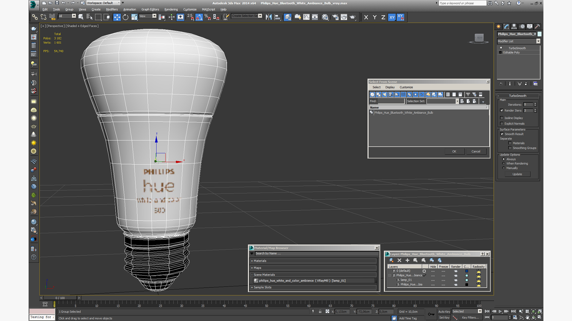 3D Philips Hue Bluetooth White Ambiance Bulb