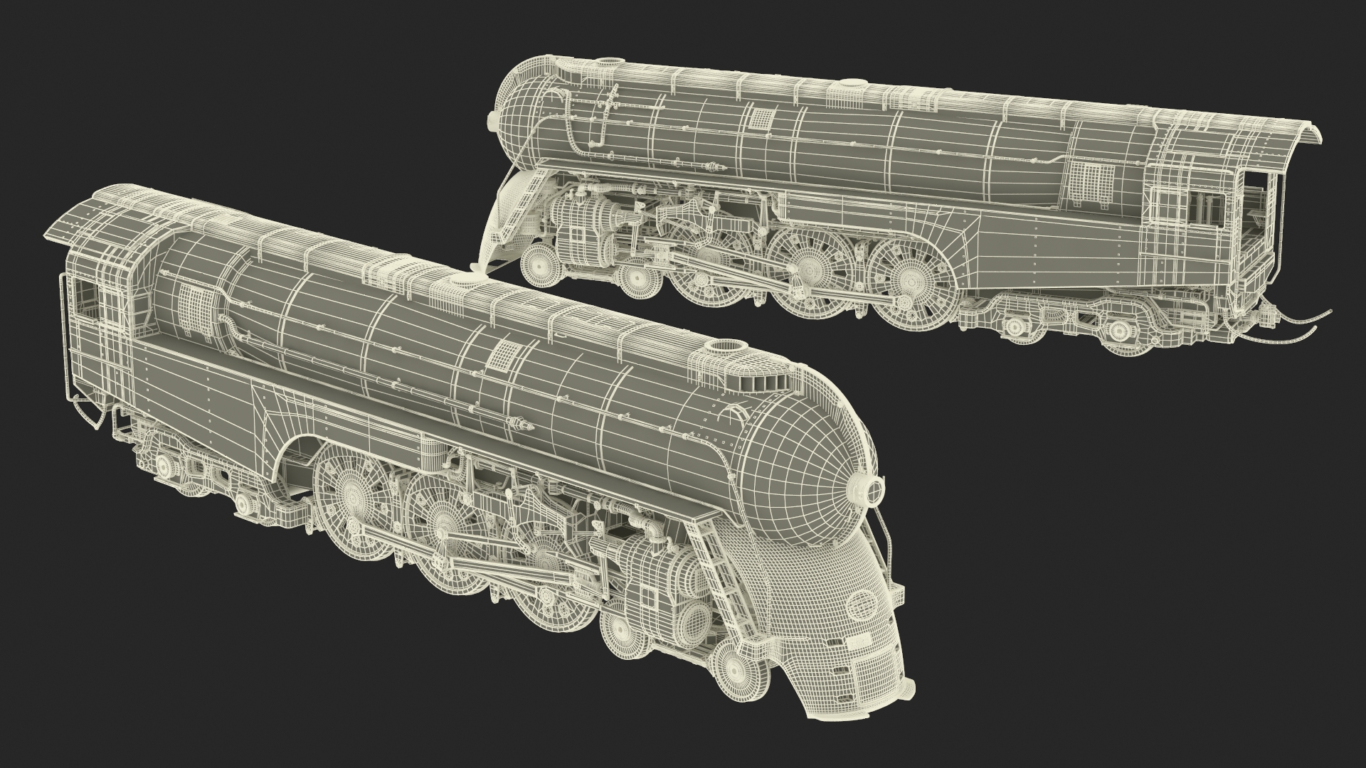 Vintage Steam Locomotive Dreyfuss Hudson Rigged 3D