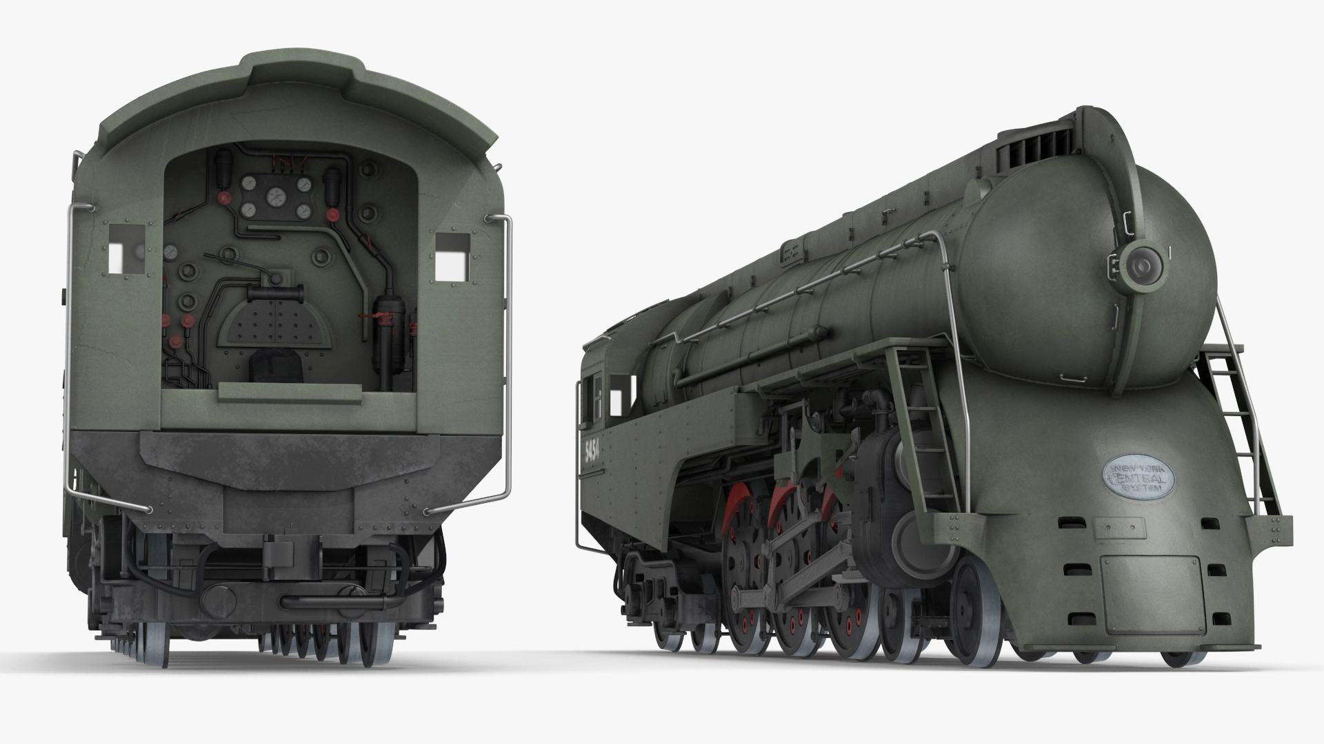 Vintage Steam Locomotive Dreyfuss Hudson Rigged 3D