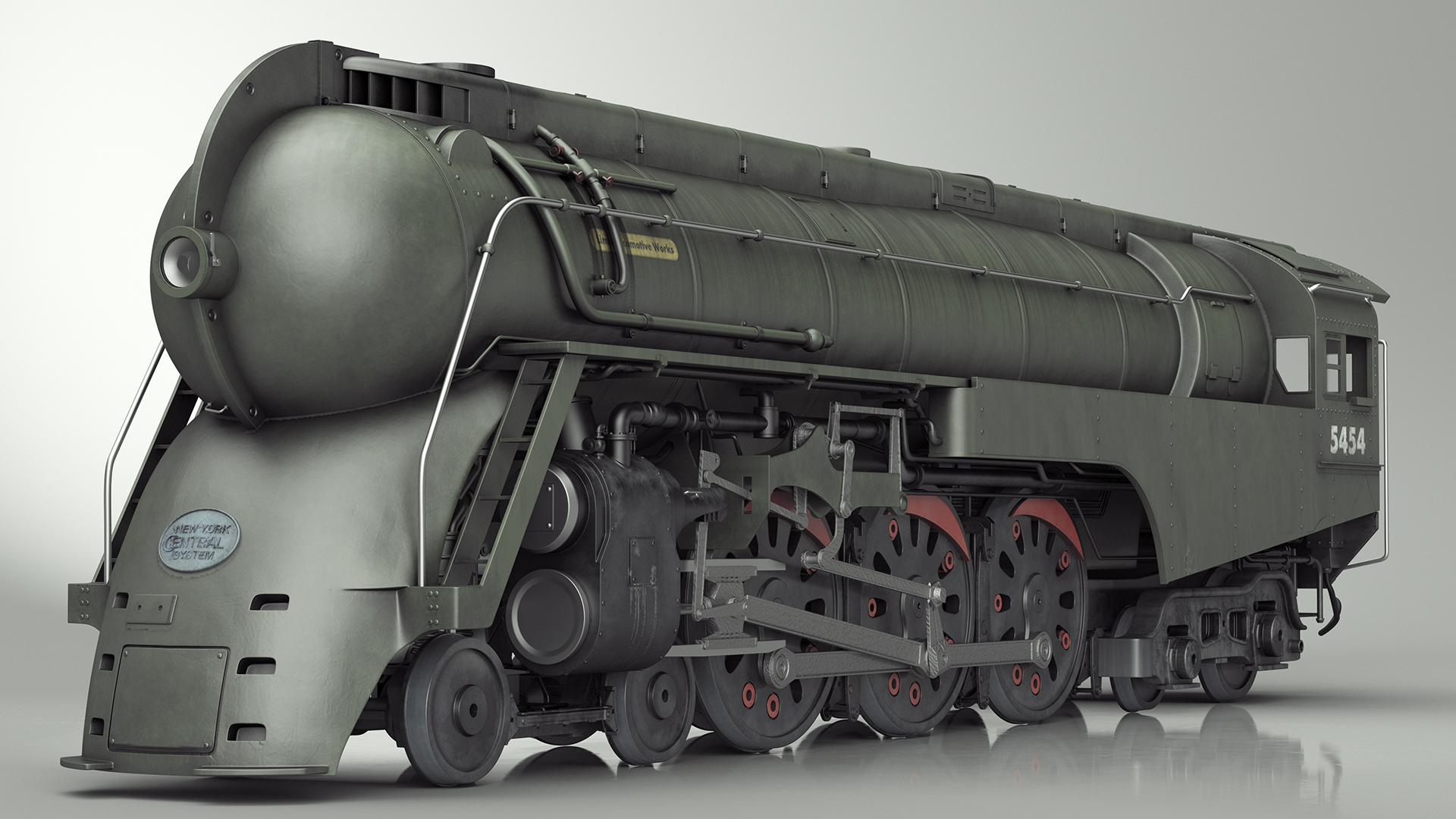 Vintage Steam Locomotive Dreyfuss Hudson Rigged 3D