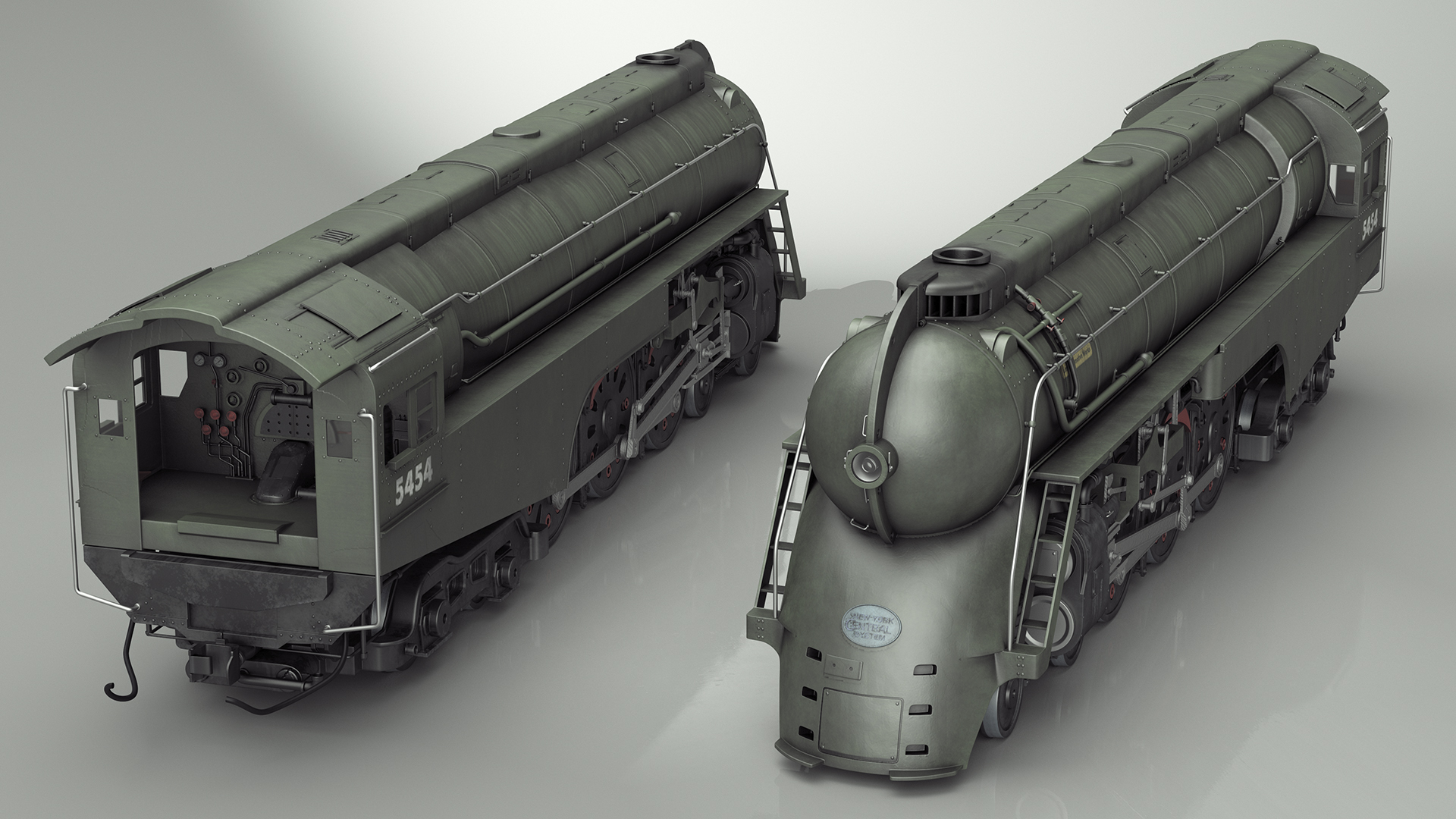 Vintage Steam Locomotive Dreyfuss Hudson Rigged 3D