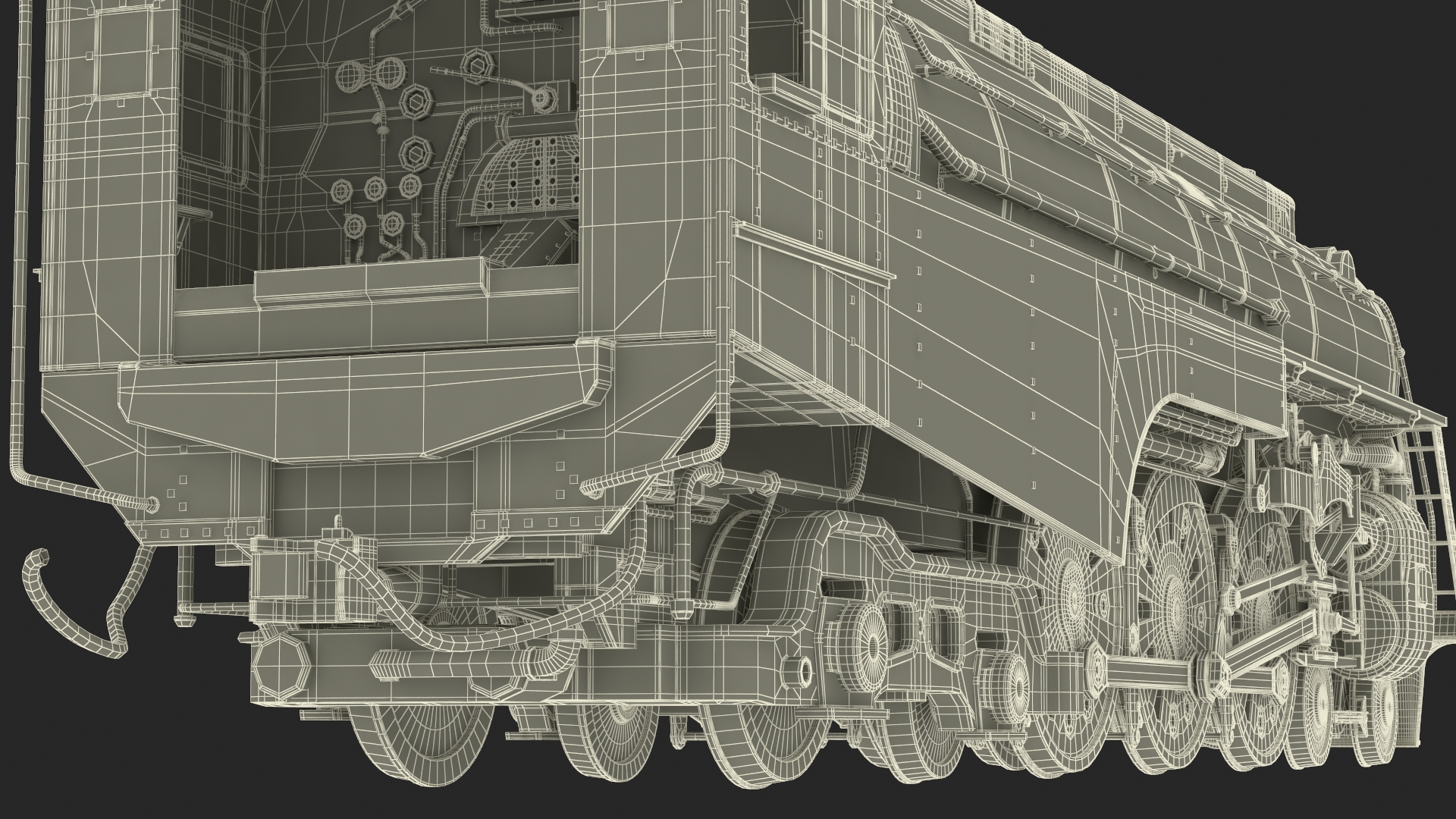 Vintage Steam Locomotive Dreyfuss Hudson Rigged 3D