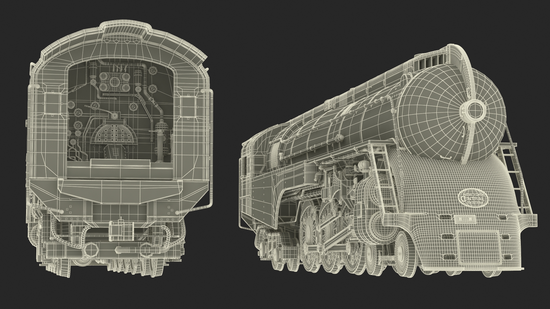 Vintage Steam Locomotive Dreyfuss Hudson Rigged 3D