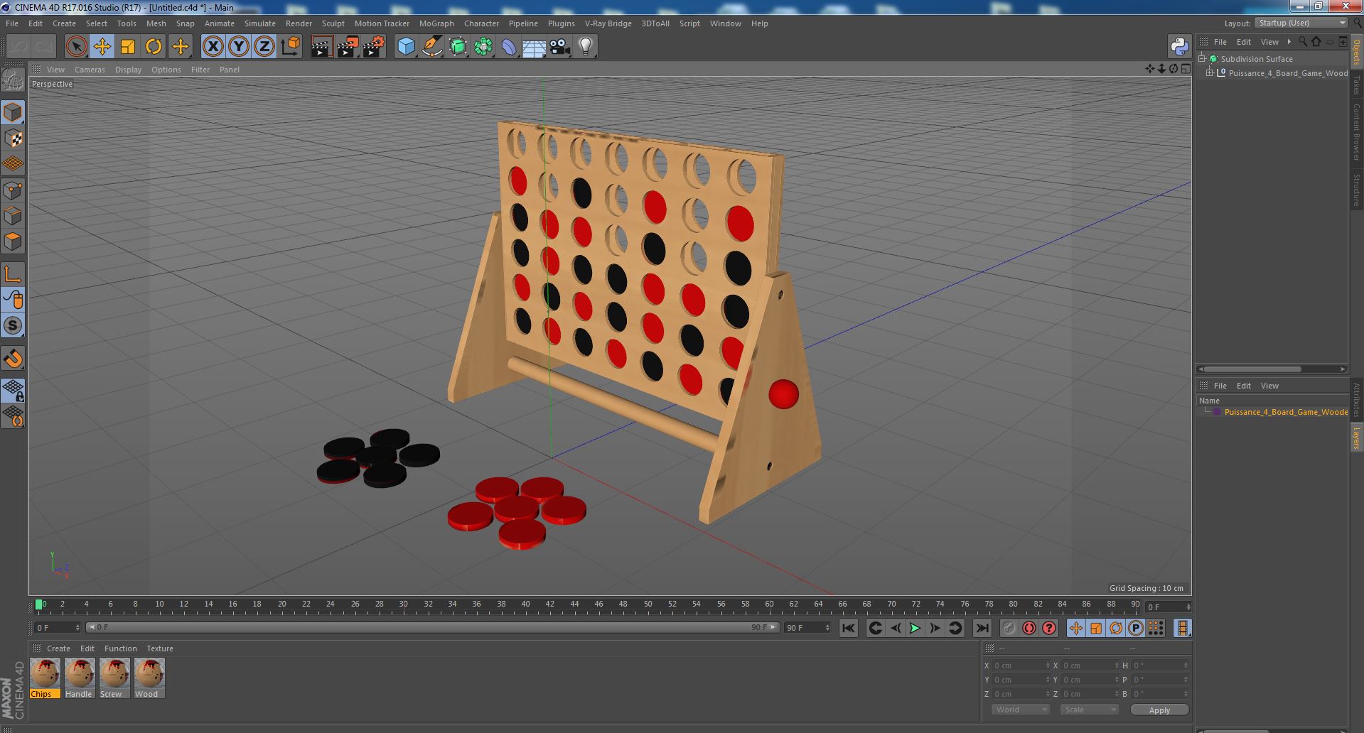 Puissance 4 Board Game Wooden 3D model