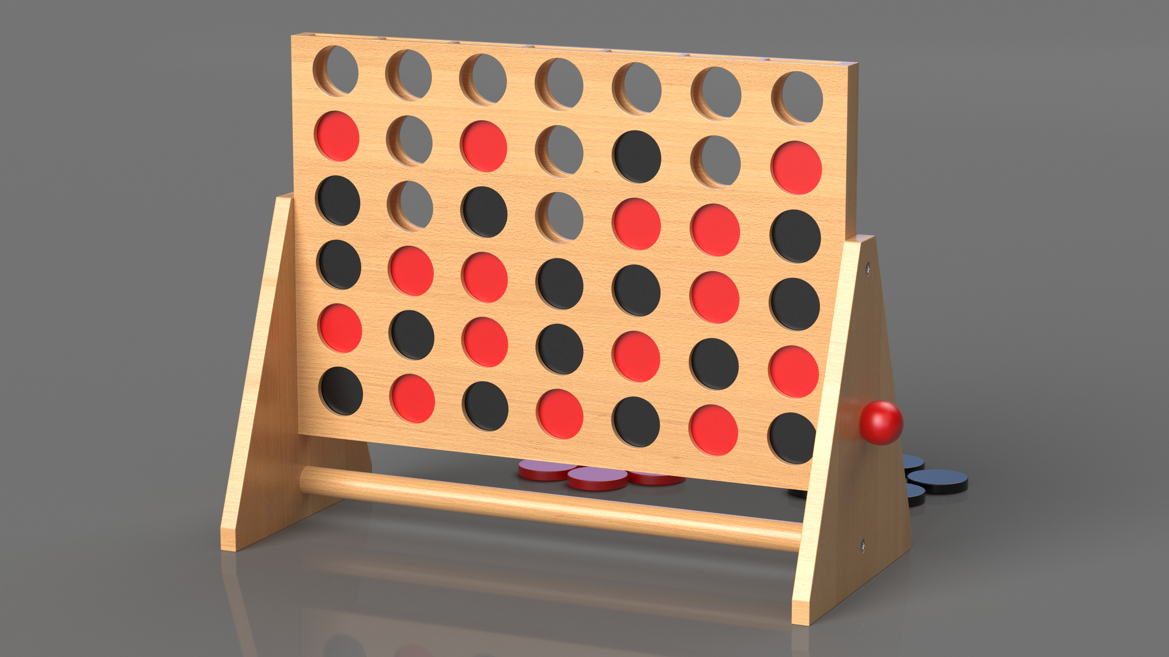 Puissance 4 Board Game Wooden 3D model