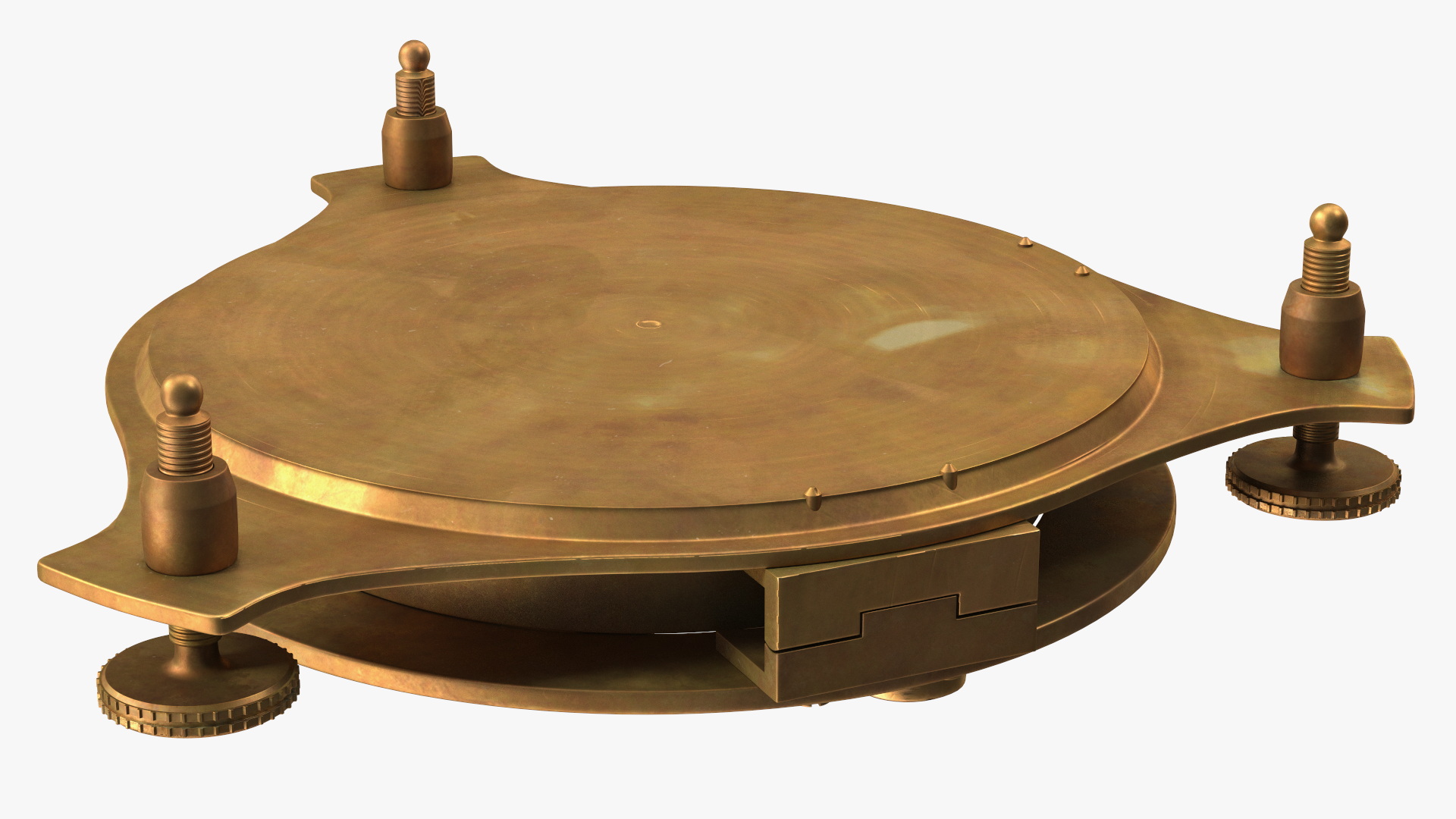 3D model Folded Aged Antique Compass with Sundial