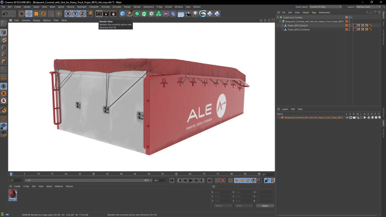 Bodywork Covered with Tent for Heavy Truck Trojan 8870 3D model