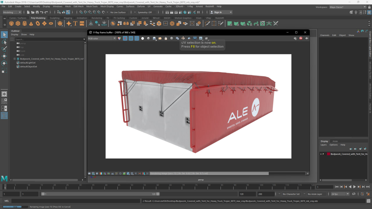 Bodywork Covered with Tent for Heavy Truck Trojan 8870 3D model