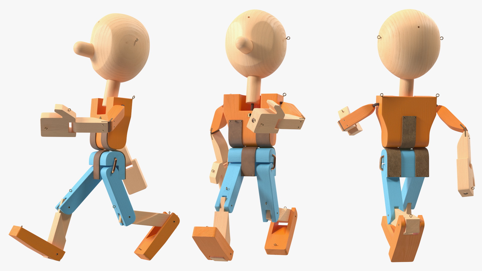 Walk Colored Wooden Character 3D model