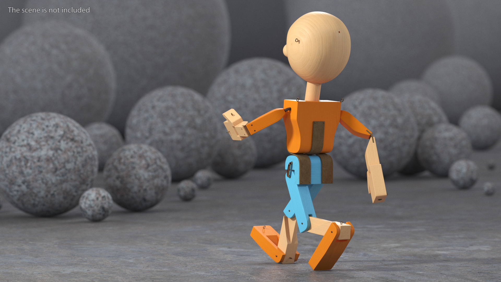 Walk Colored Wooden Character 3D model