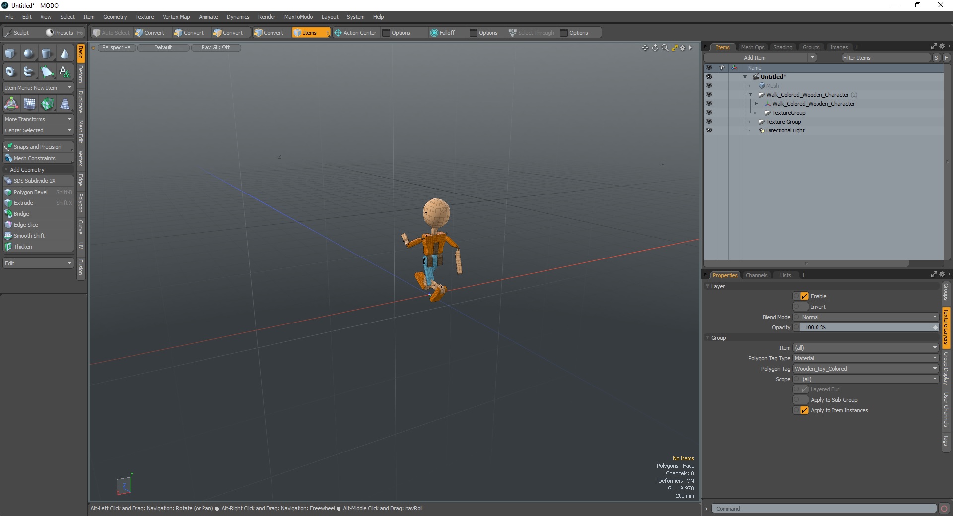 Walk Colored Wooden Character 3D model
