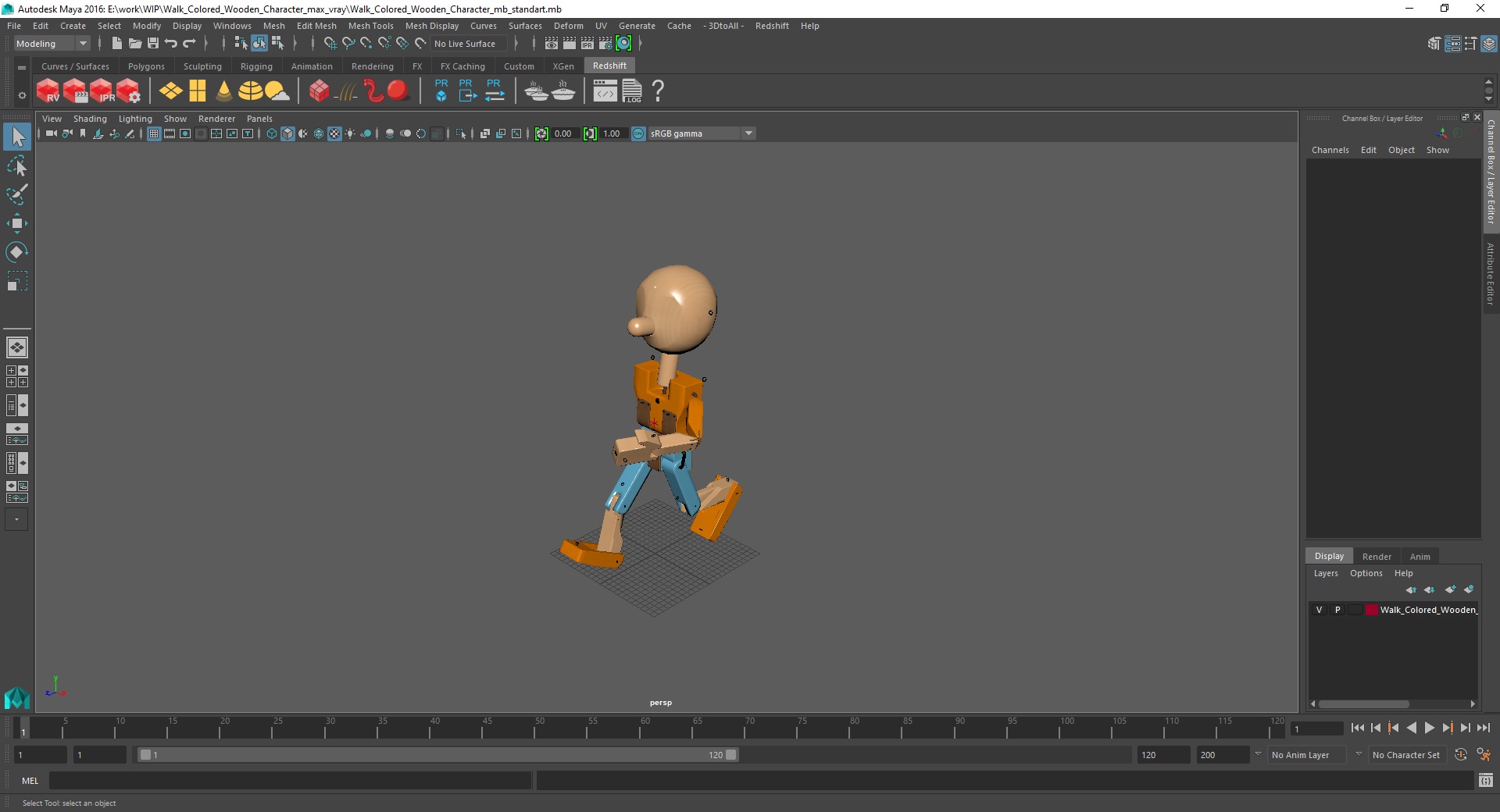 Walk Colored Wooden Character 3D model