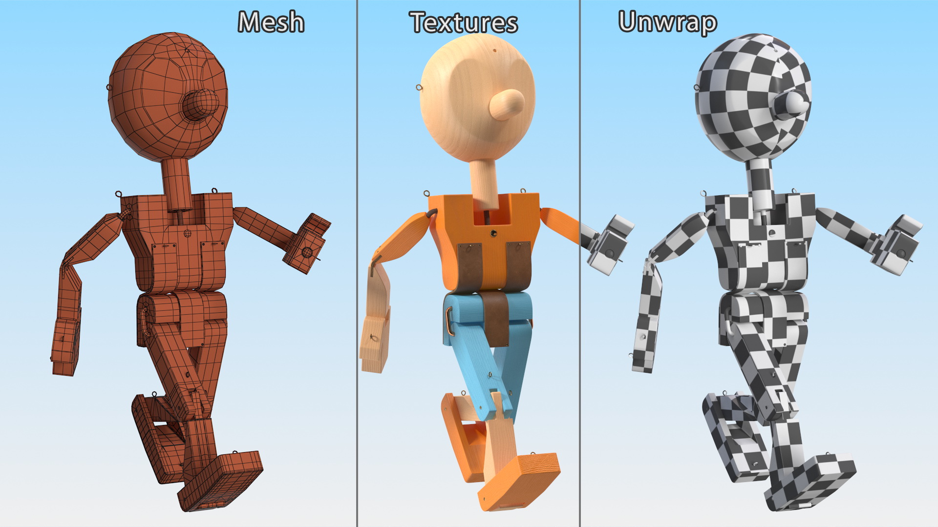 Walk Colored Wooden Character 3D model