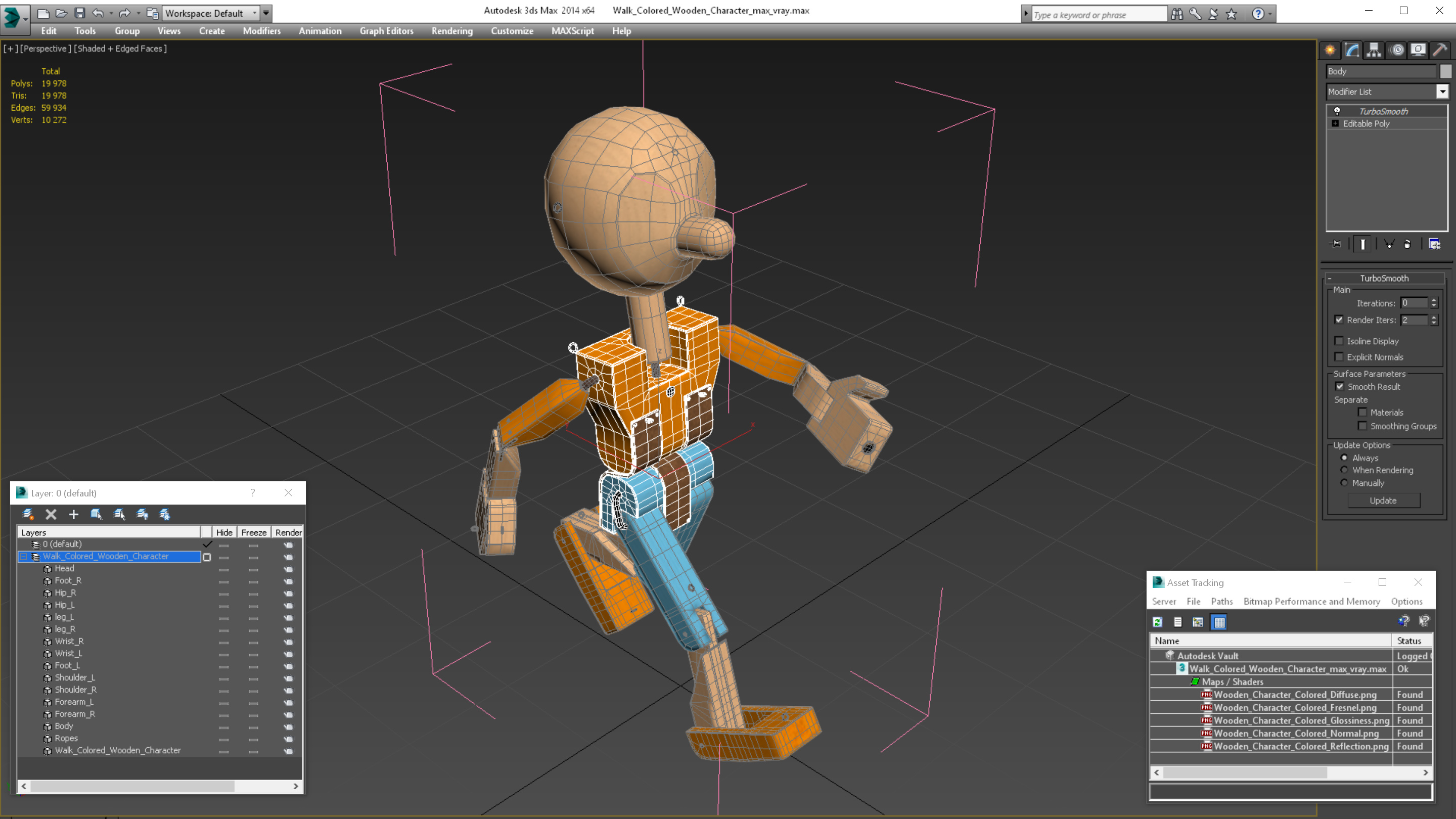 Walk Colored Wooden Character 3D model