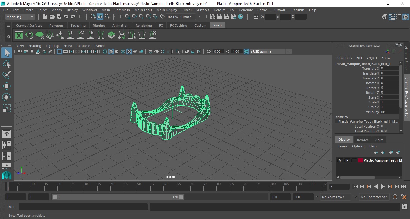 Plastic Vampire Teeth Black 3D