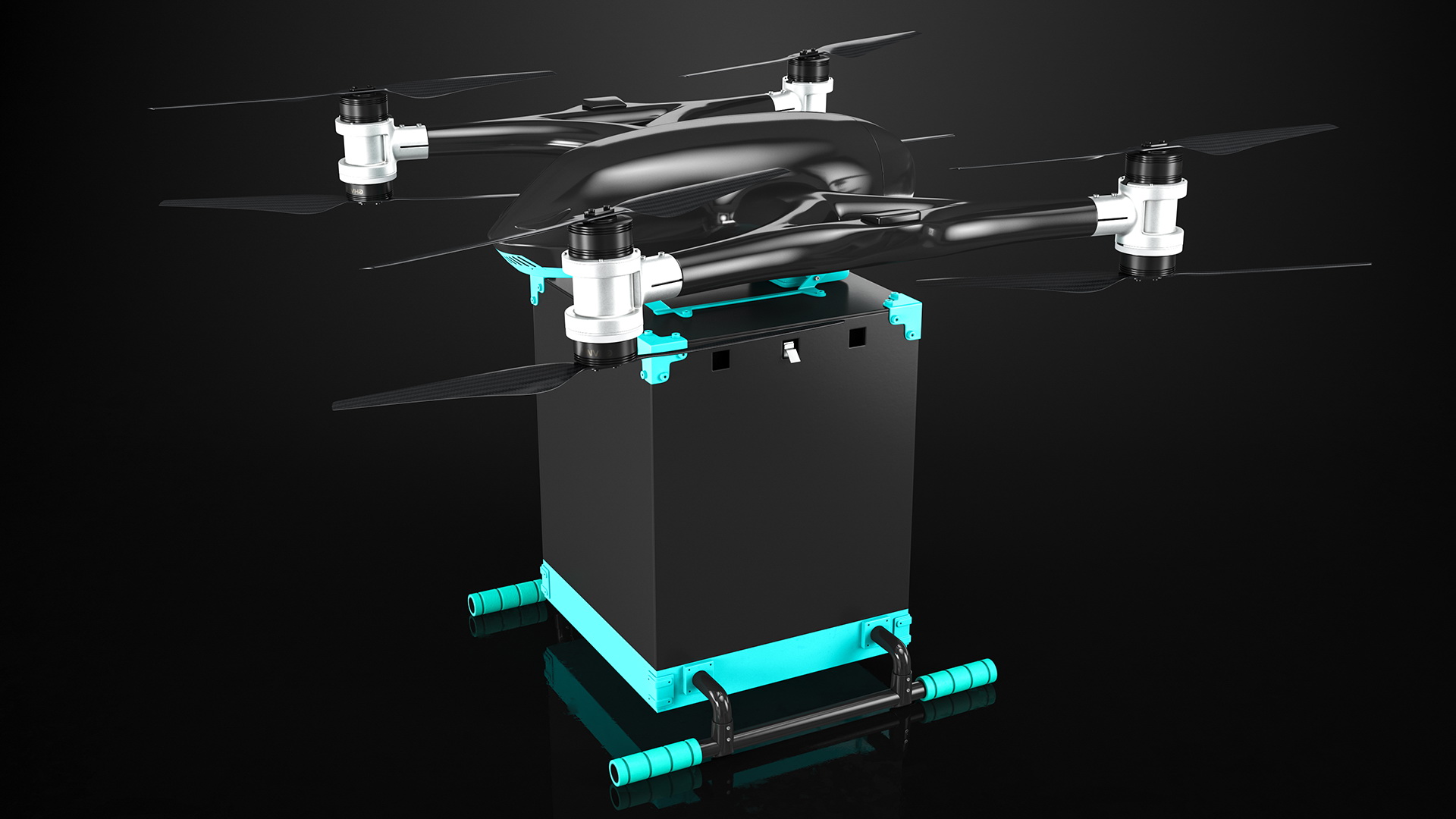 3D Quadcopter Drone with Delivery Package model
