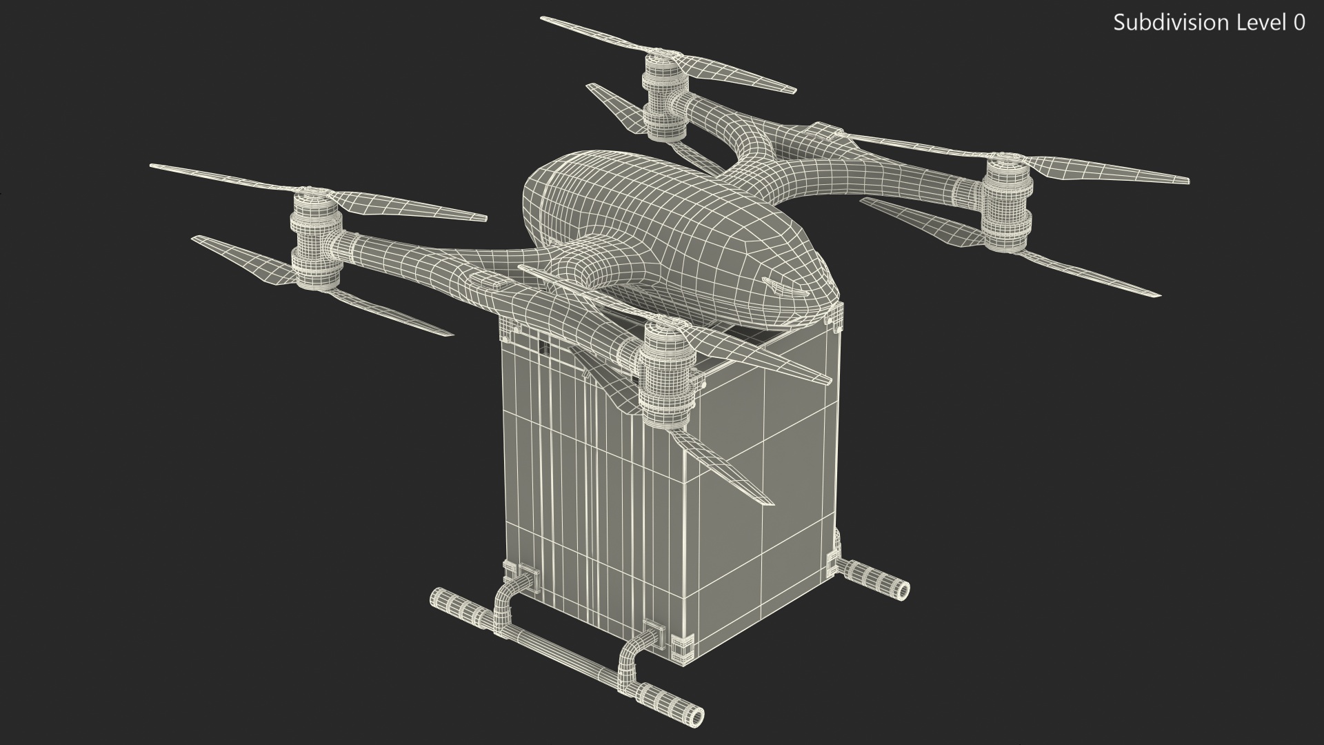 3D Quadcopter Drone with Delivery Package model