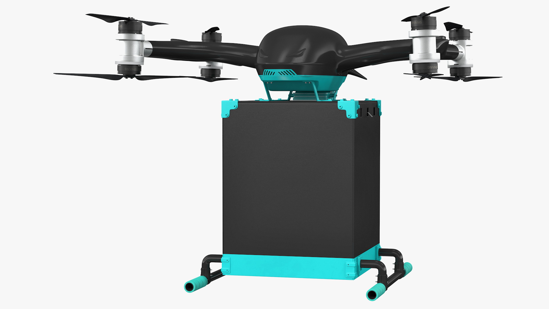 3D Quadcopter Drone with Delivery Package model