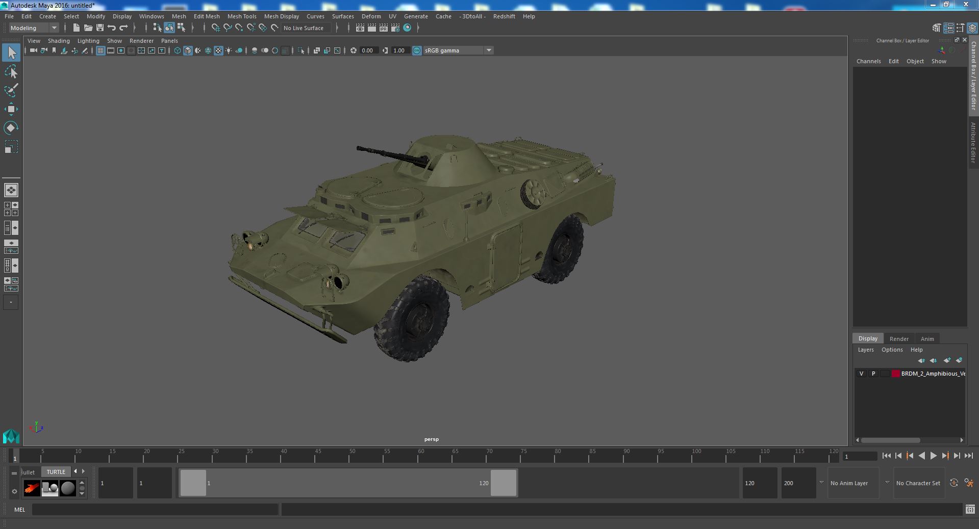 3D BRDM 2 Amphibious Vehicle Green