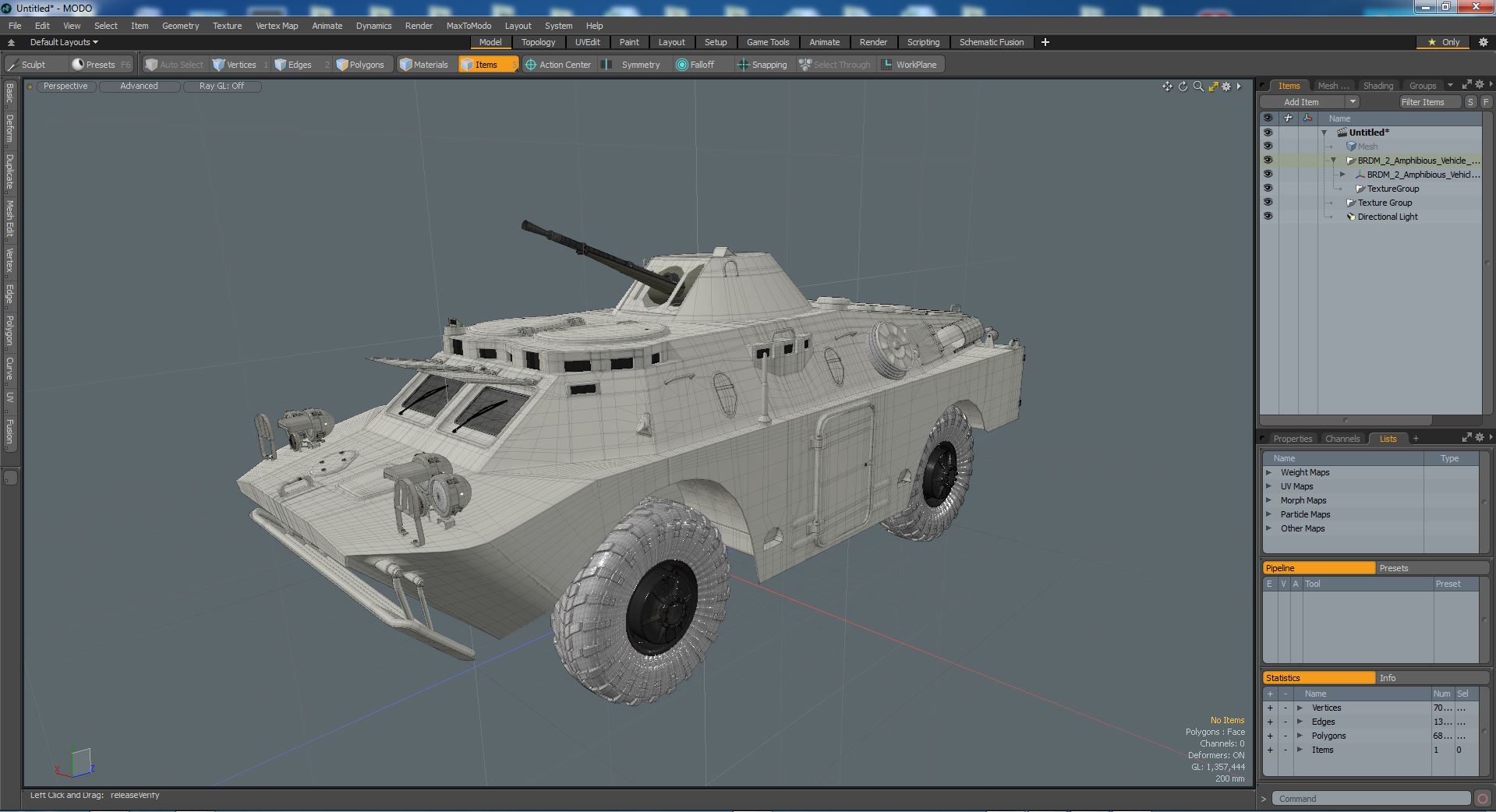 3D BRDM 2 Amphibious Vehicle Green