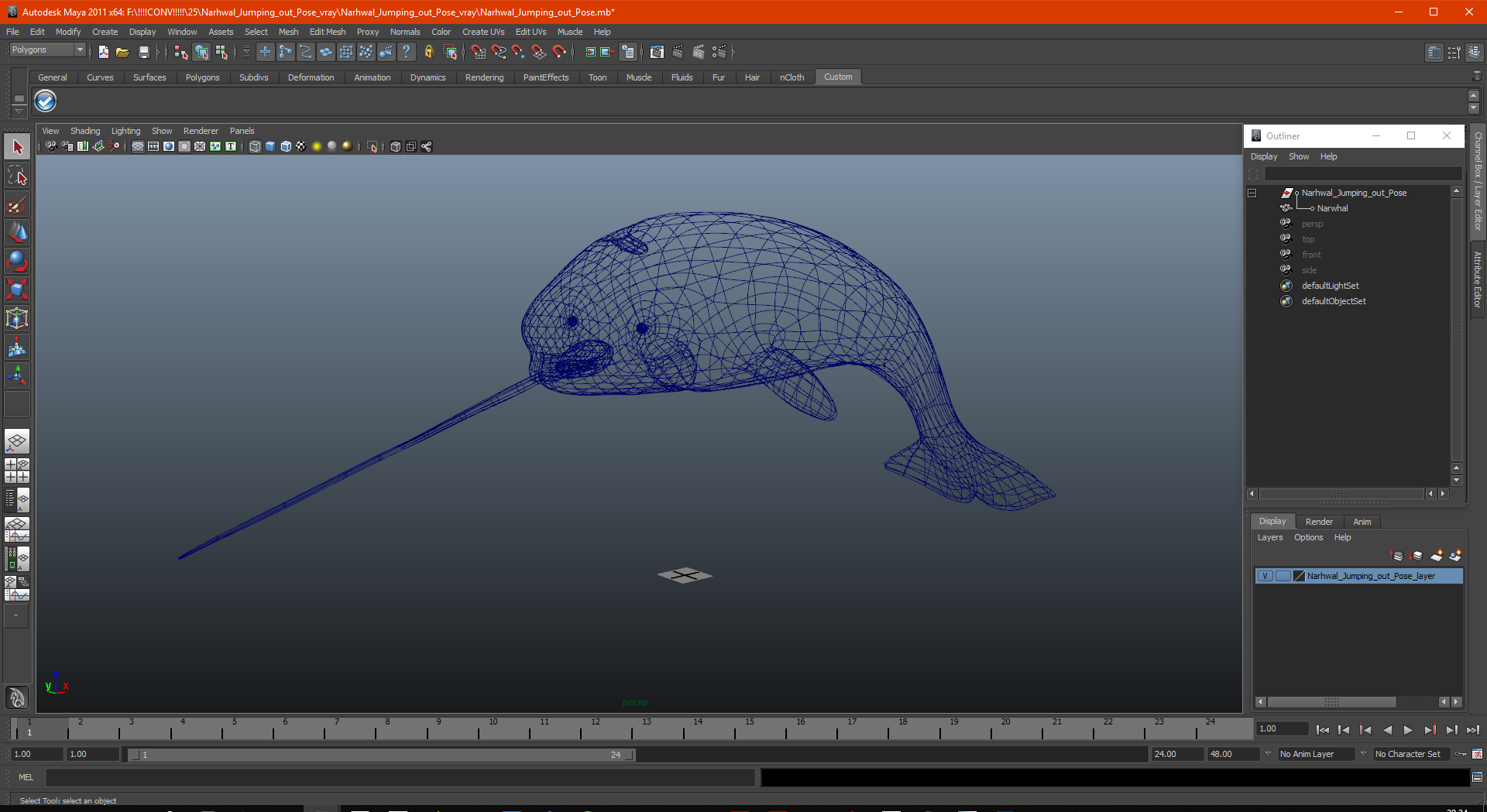 Narwhal Jumping out Pose 3D model