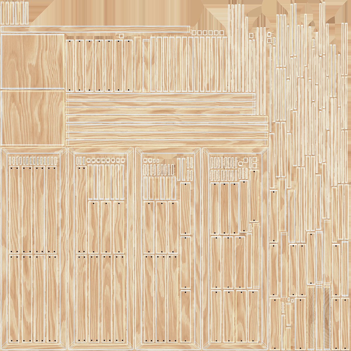 Wooden Vegetable Rack with Drawers 3D model