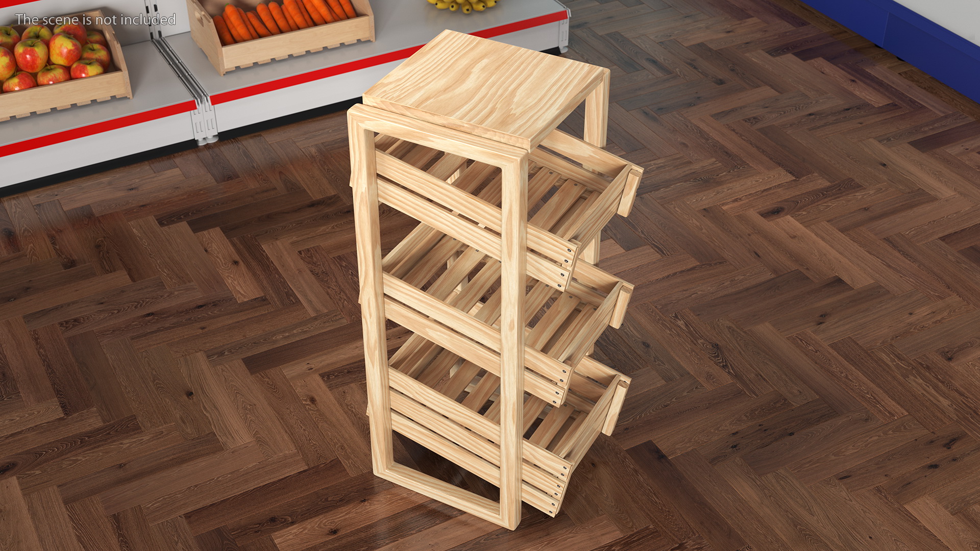 Wooden Vegetable Rack with Drawers 3D model