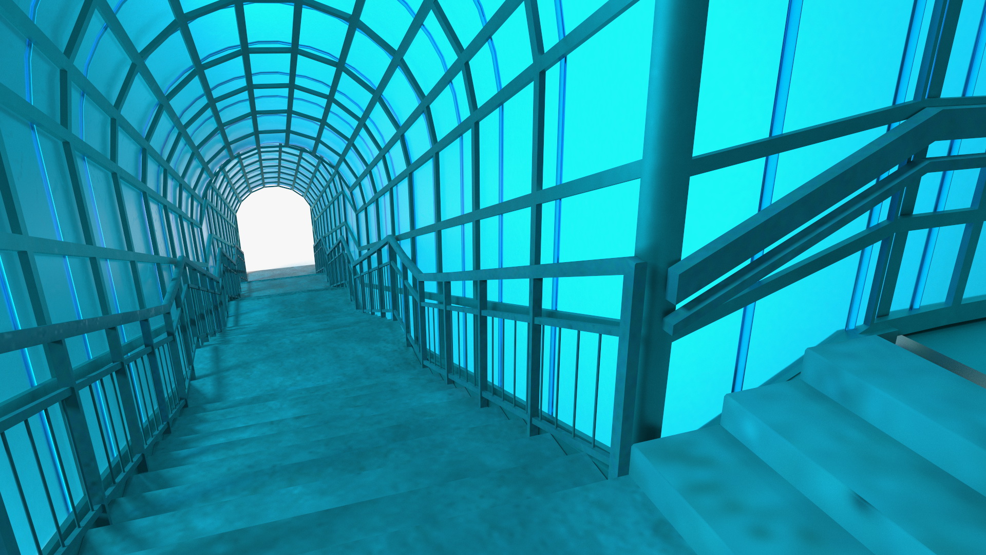 Above Ground Pedestrian Crossing 6-lane Road 3D model