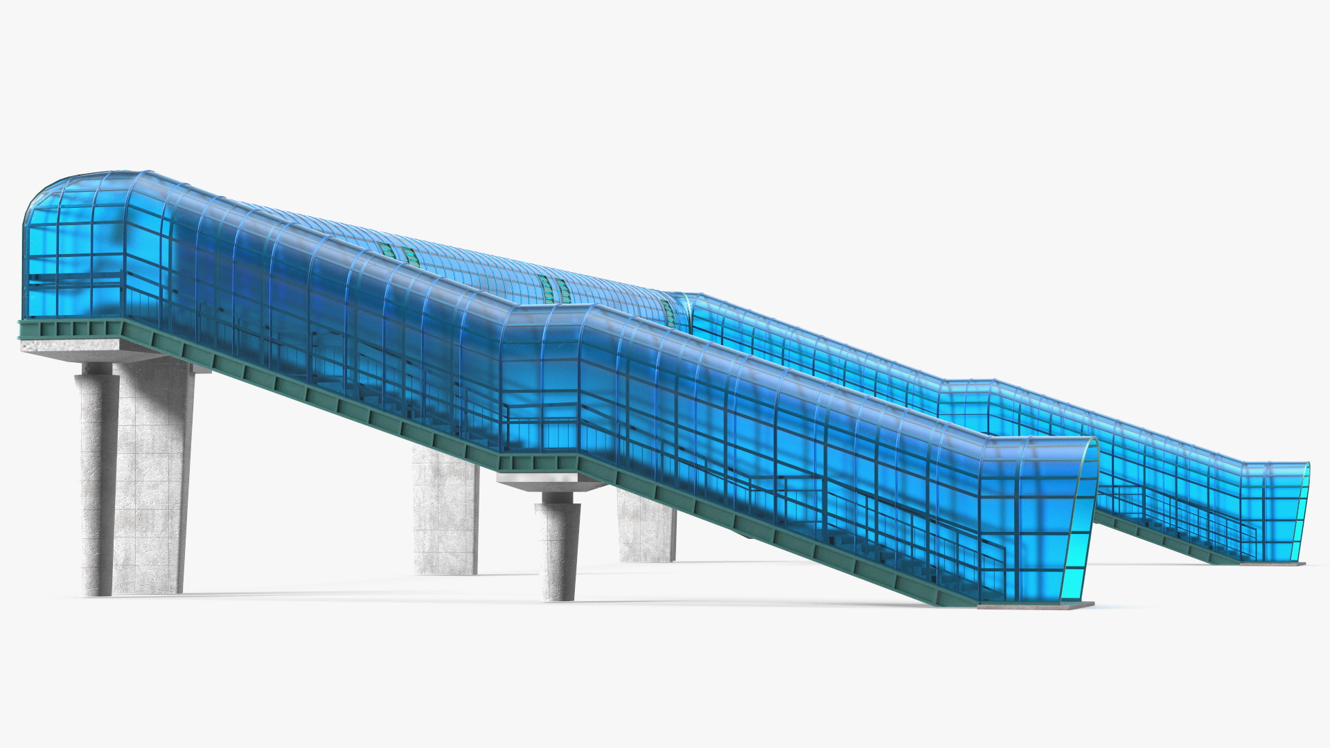 Above Ground Pedestrian Crossing 6-lane Road 3D model