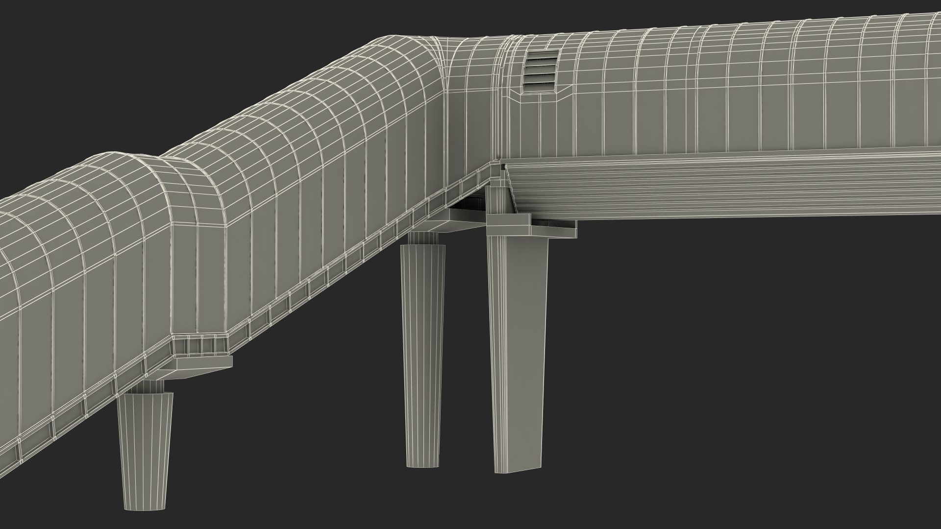 Above Ground Pedestrian Crossing 6-lane Road 3D model