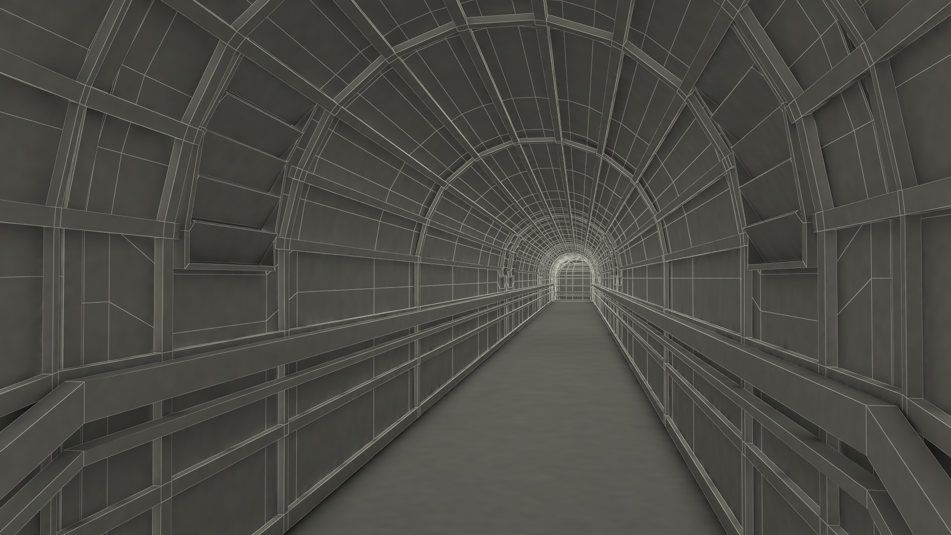 Above Ground Pedestrian Crossing 6-lane Road 3D model