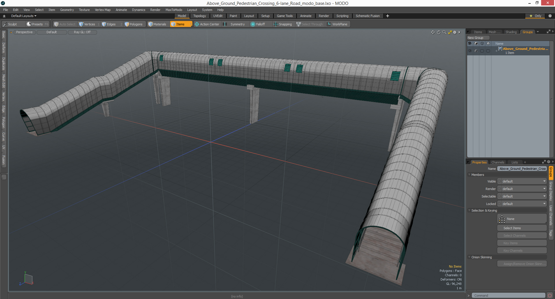 Above Ground Pedestrian Crossing 6-lane Road 3D model