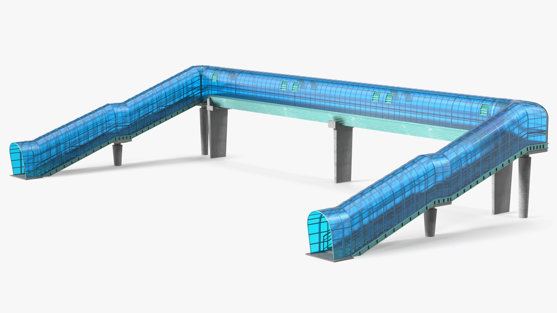 Above Ground Pedestrian Crossing 6-lane Road 3D model