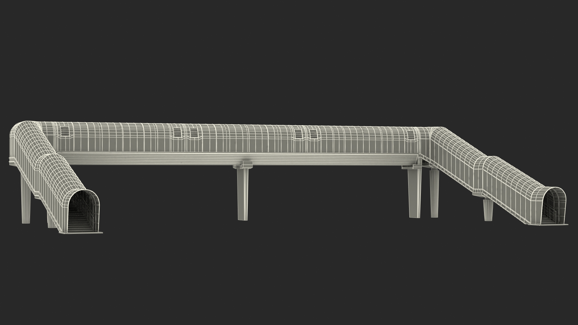 Above Ground Pedestrian Crossing 6-lane Road 3D model