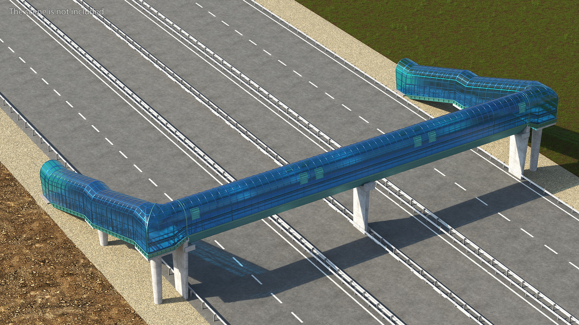 Above Ground Pedestrian Crossing 6-lane Road 3D model