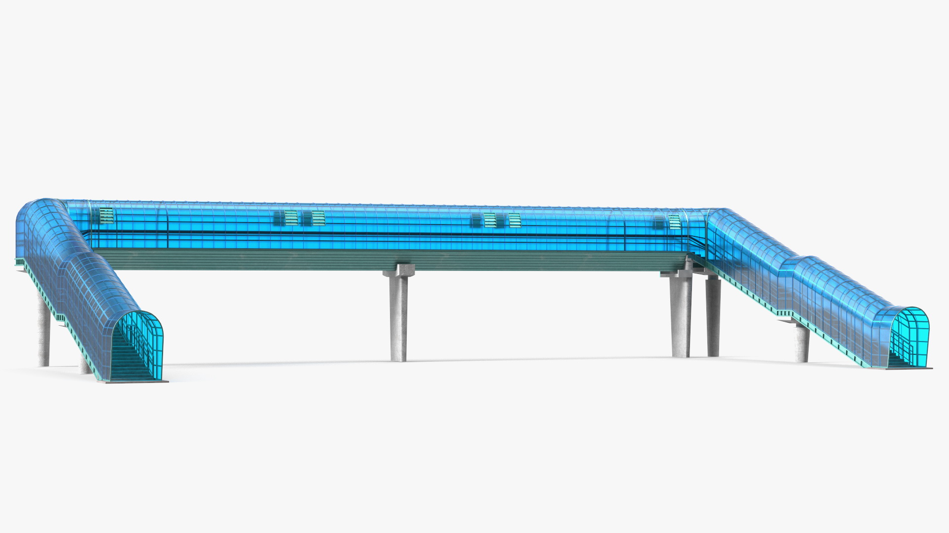 Above Ground Pedestrian Crossing 6-lane Road 3D model