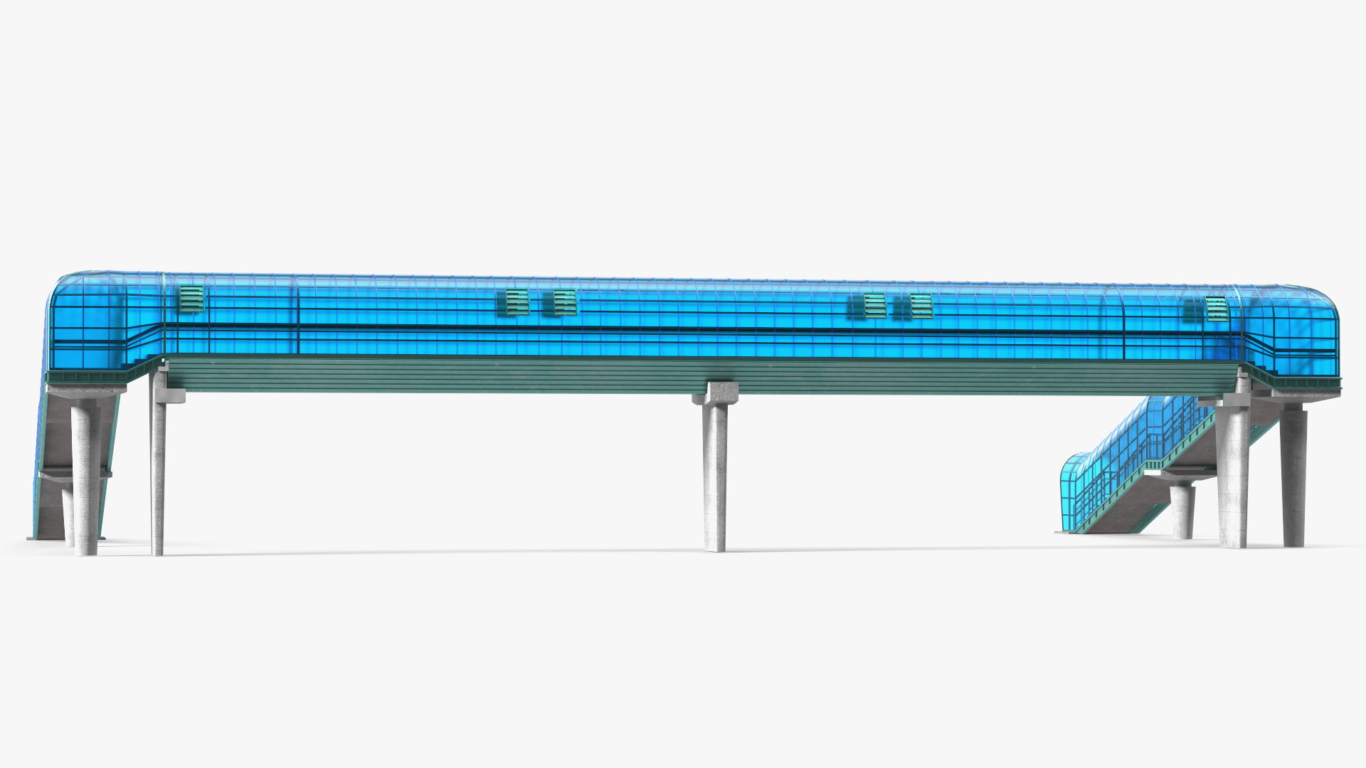 Above Ground Pedestrian Crossing 6-lane Road 3D model