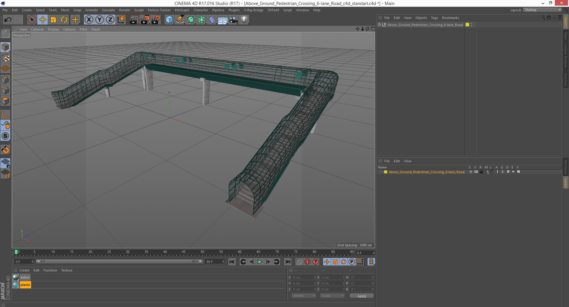 Above Ground Pedestrian Crossing 6-lane Road 3D model