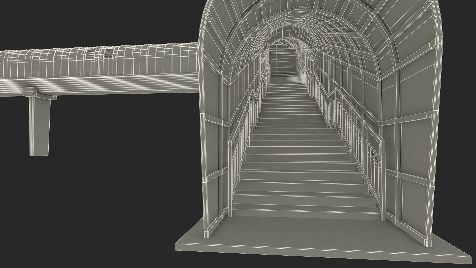 Above Ground Pedestrian Crossing 6-lane Road 3D model