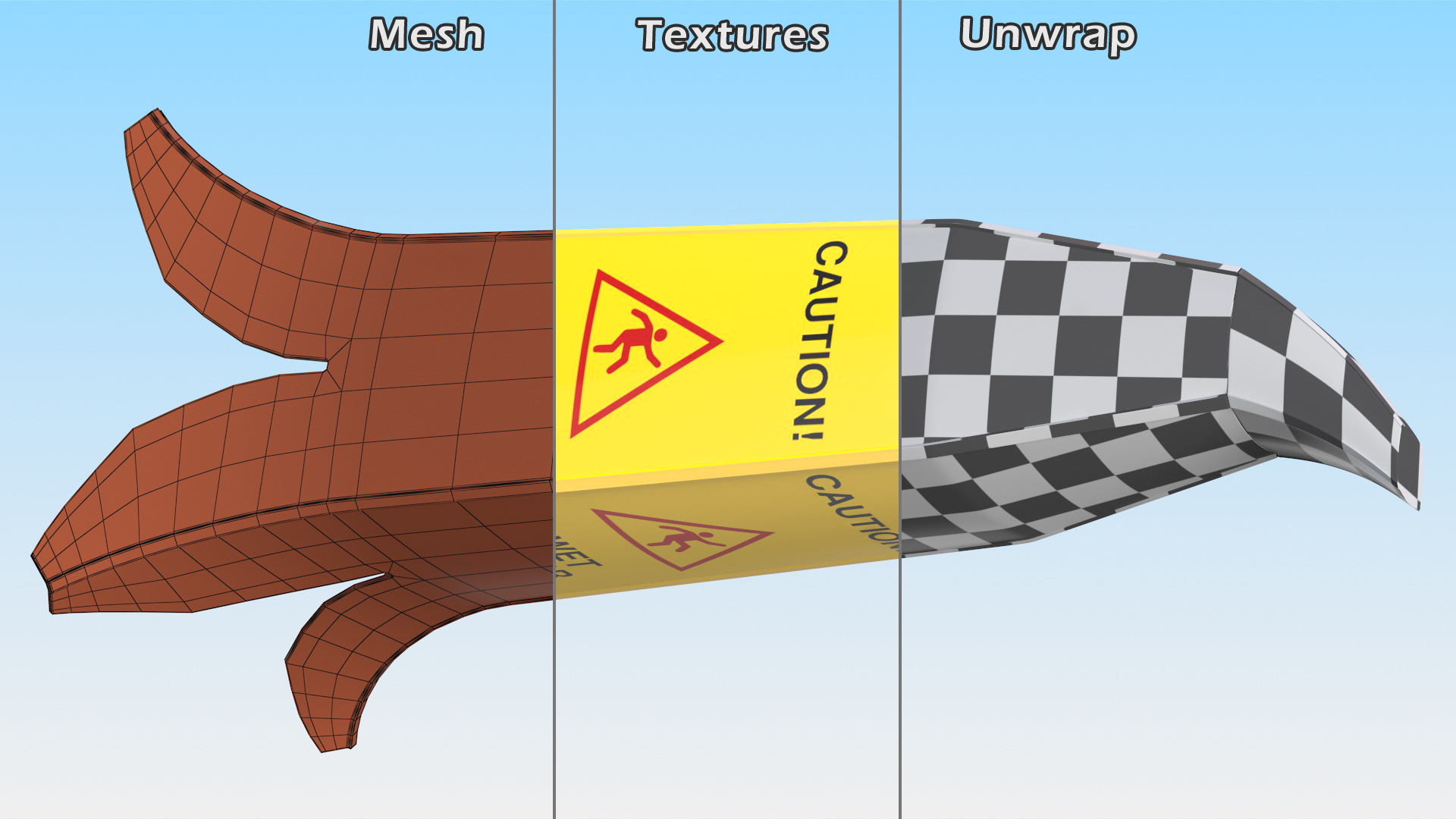 Banana Cone Caution Wet Floor Sign 60cm 3D model